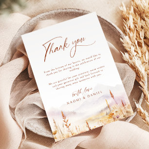 Carte De Remerciements Mariage rustique de montagne de fleur sauvage aqua
