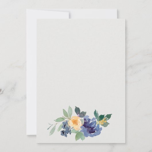 Carte De Remerciements Mariage rustique jaune bleu floral joyeux Invite (Dos)