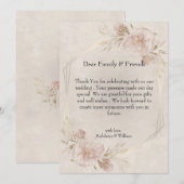 Carte De Remerciements Mariage Rustique Roses Poussiéreuses Roses & Fleur (Devant / Derrière)