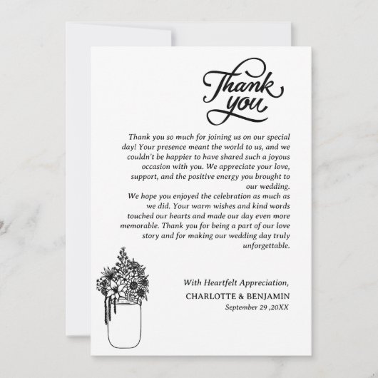 Carte De Remerciements Mariage rustique sur mesure (Devant)