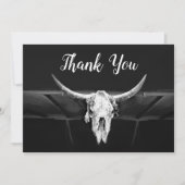 Carte De Remerciements Mariage Rustique Western Noir et Blanc Taureau (Devant)