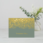 Carte de remerciements Mariage Sage et Gold Foil (Debout devant)