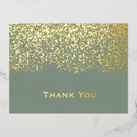Carte de remerciements Mariage Sage et Gold Foil (Recto)