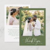Carte De Remerciements Mariage Script Heart (Devant / Derrière)