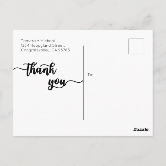 Carte de remerciements mariage, Script moderne (Dos)