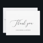 Carte De Remerciements Mariage simple classique blanc élégant<br><div class="desc">Carte de remerciements mariage blanc classique avec "Merci" dans un scénario délicat. Une disposition simple sans aucun graphisme en fait un design élégant et intemporel,  parfait pour un mariage formel. Ce carte de remerciements non photo est idéal pour un couple qui veut cartes de remerciements sans photos.</div>