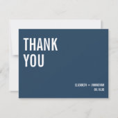 Carte De Remerciements Mariage simple de typographie marine (Devant)