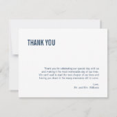 Carte De Remerciements Mariage simple de typographie marine (Dos)