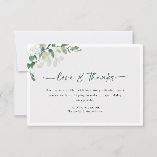 Carte De Remerciements Mariage simple d'eucalyptus (Devant)