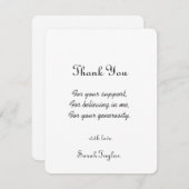 Carte De Remerciements Mariage Simple Écriture Manuscrite Moderne  (Devant / Derrière)