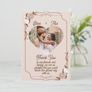 Carte De Remerciements mariage simple élégant floral moderne beige