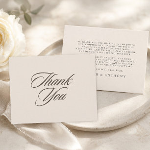 Carte De Remerciements Mariage Simple Élégant Minimaliste en Ivoire