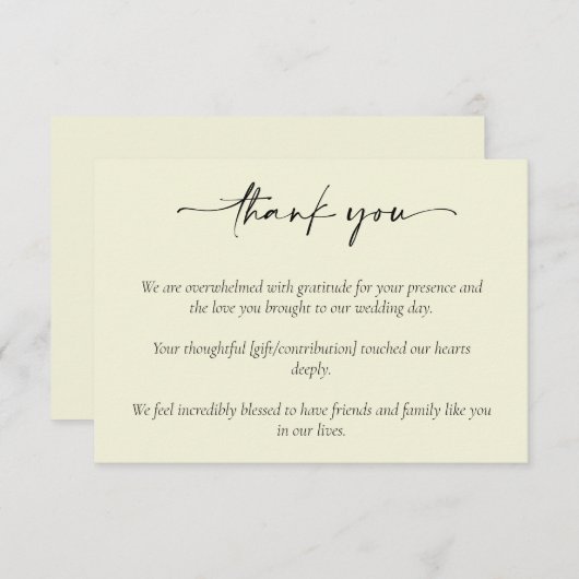 Carte De Remerciements Mariage simple et élégant (Devant / Derrière)