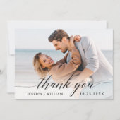 Carte De Remerciements Mariage simple et élégant Simple 2 Photo (Devant)