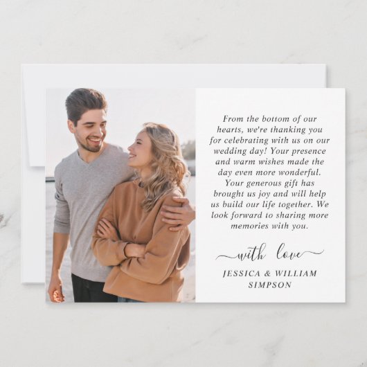 Carte De Remerciements Mariage simple et élégant Simple 2 Photo (Dos)