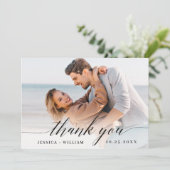 Carte De Remerciements Mariage simple et élégant Simple 3 photo (Debout devant)