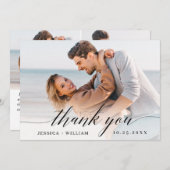 Carte De Remerciements Mariage simple et élégant Simple 3 photo (Devant / Derrière)