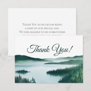 Carte De Remerciements Mariage Simple et Rustique au Lac de Montagne Pais