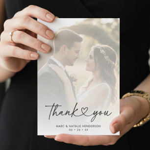 Carte De Remerciements Mariage Simple Minimal Moderne Écriture