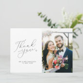 Carte De Remerciements mariage simple noir et blanc (Debout devant)