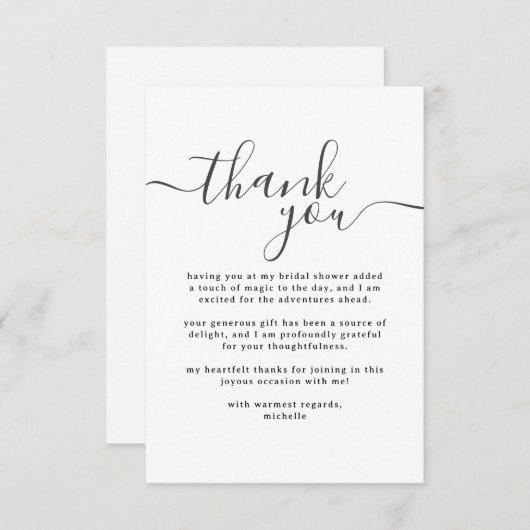 Carte De Remerciements Mariage simple noir et blanc (Devant / Derrière)