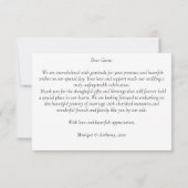 Carte De Remerciements Mariage simple noir et blanc (Dos)