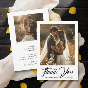 Carte De Remerciements Mariage Simple Photo Moderne