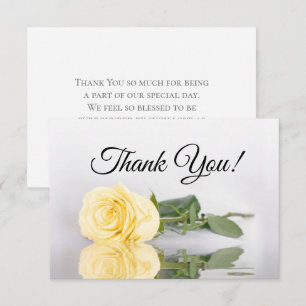 Carte De Remerciements Mariage Simple Rose Jaune Beurre Miroir Élégant