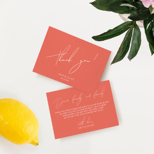 Carte de remerciements Mariage simple rose minimal