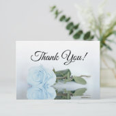 Carte De Remerciements Mariage Simple Rose Miroir Bleu Poussiéreux Élégan (Debout devant)