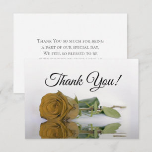 Carte De Remerciements Mariage Simple Rose Miroir Ocre Doré Élégant