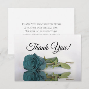 Carte De Remerciements Mariage Simple Rose Miroir Téale Poussiéreuse Élég