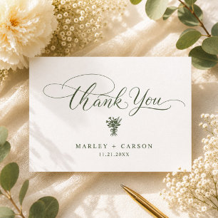 Carte De Remerciements Mariage Simple Script Minimaliste Vert Sauge
