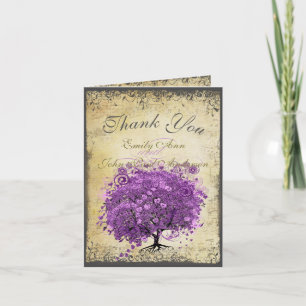 Carte De Remerciements Mariage sous l'arbre aux feuilles en forme de cœur