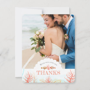 Carte De Remerciements Mariage sous l'eau art corail et poissons aquarell
