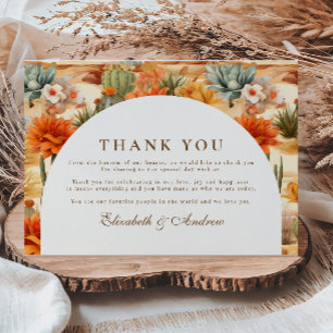 Carte De Remerciements Mariage sous une Arche Florale du Désert