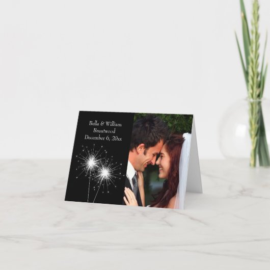 Carte de remerciements Mariage Sparkler (Devant)
