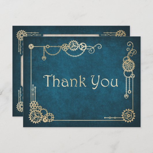 Carte De Remerciements Mariage Steampunk (Devant / Derrière)