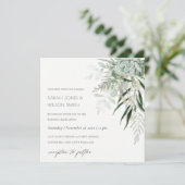 Carte De Remerciements Mariage Succulent de la fougère verte Dusky Invite (Debout devant)