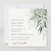 Carte De Remerciements Mariage Succulent de la fougère verte Dusky Invite (Devant)