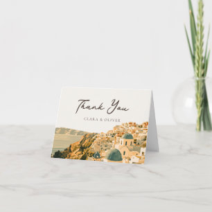 Carte De Remerciements Mariage sur la caldeira de Santorin vue sur la mer