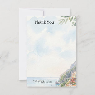 Carte De Remerciements Mariage sur la Côte Bleue Clair