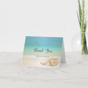 Carte De Remerciements Mariage sur la plage Coquillages