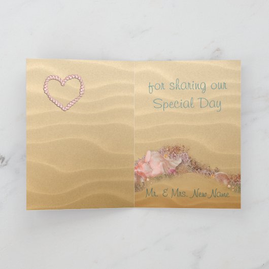 Carte De Remerciements Mariage sur la Plage Sableuse (Intérieur)