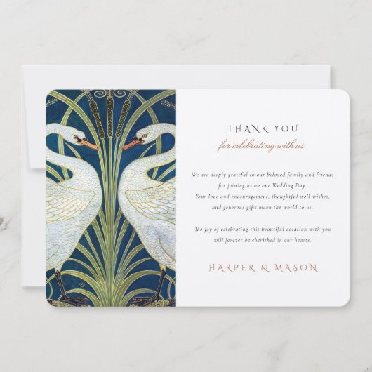 Carte de remerciements Mariage Swan Embrace (Devant)