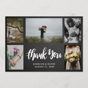 Carte De Remerciements Mariage Tableau Noir Cinq Photos Script de Remer