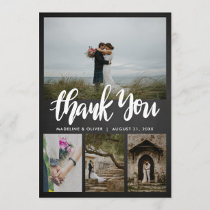 Carte De Remerciements Mariage Tableau Noir Quatre Photos Script de Rem