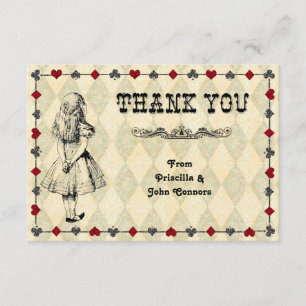 Carte De Remerciements Mariage Tank you Card, Alice au pays des merveille