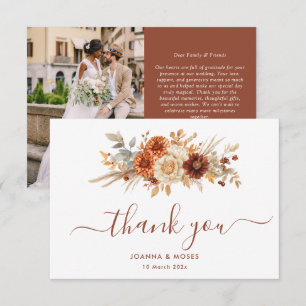 Carte De Remerciements Mariage Terracotta Couleurs Automne Écriture Blanc