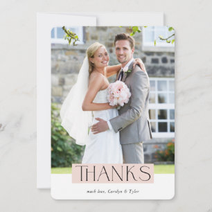 Carte De Remerciements MARIAGE THANKS photo moderne chic serif bleu rose